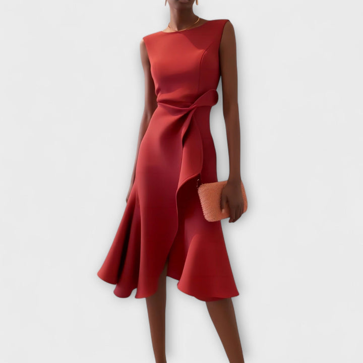Eleanor | Kvinders Draperet Asymmetrisk Midi Kjole