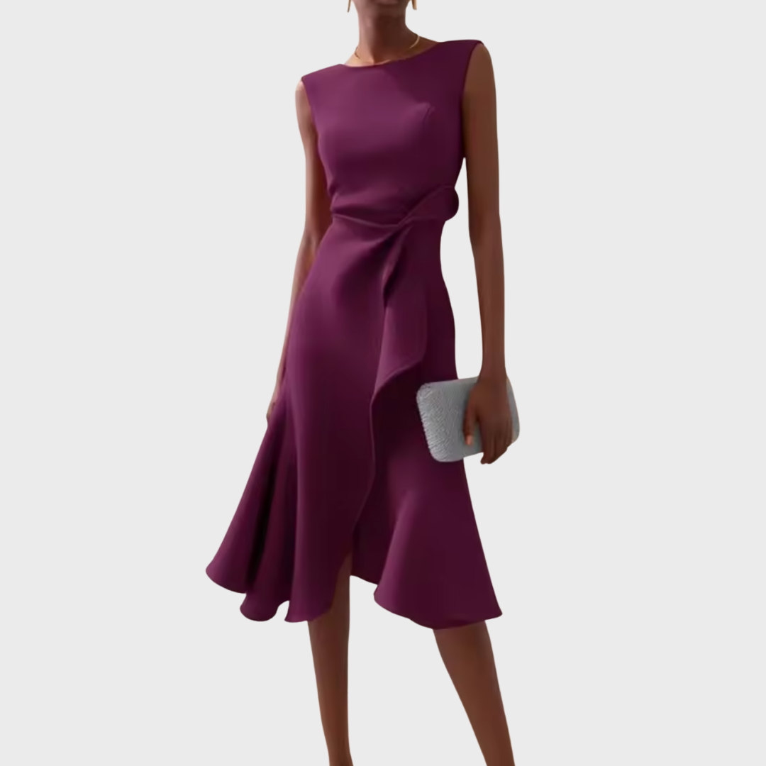 Eleanor | Kvinders Draperet Asymmetrisk Midi Kjole