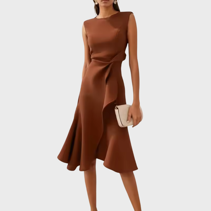 Eleanor | Kvinders Draperet Asymmetrisk Midi Kjole