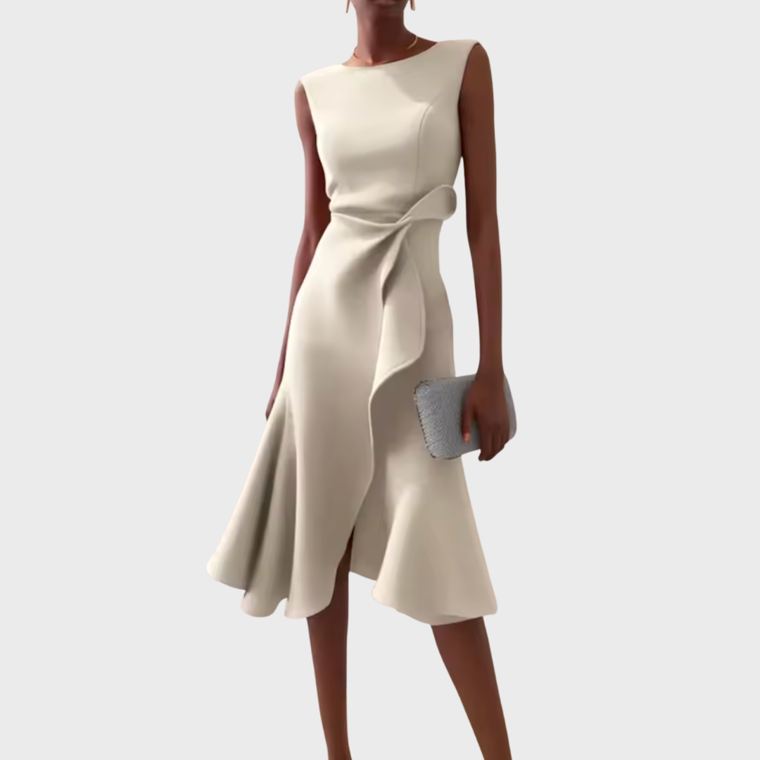 Eleanor | Kvinders Draperet Asymmetrisk Midi Kjole