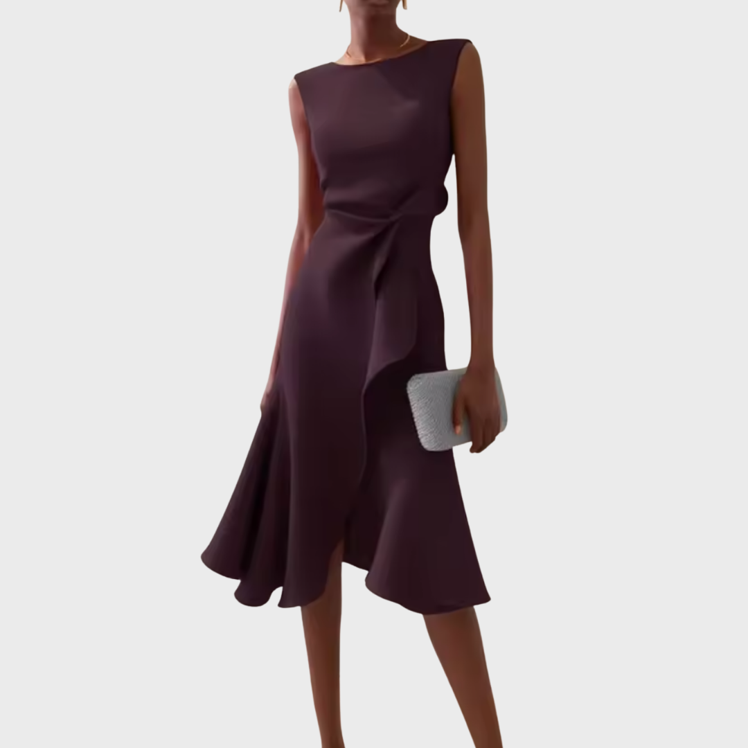 Eleanor | Kvinders Draperet Asymmetrisk Midi Kjole