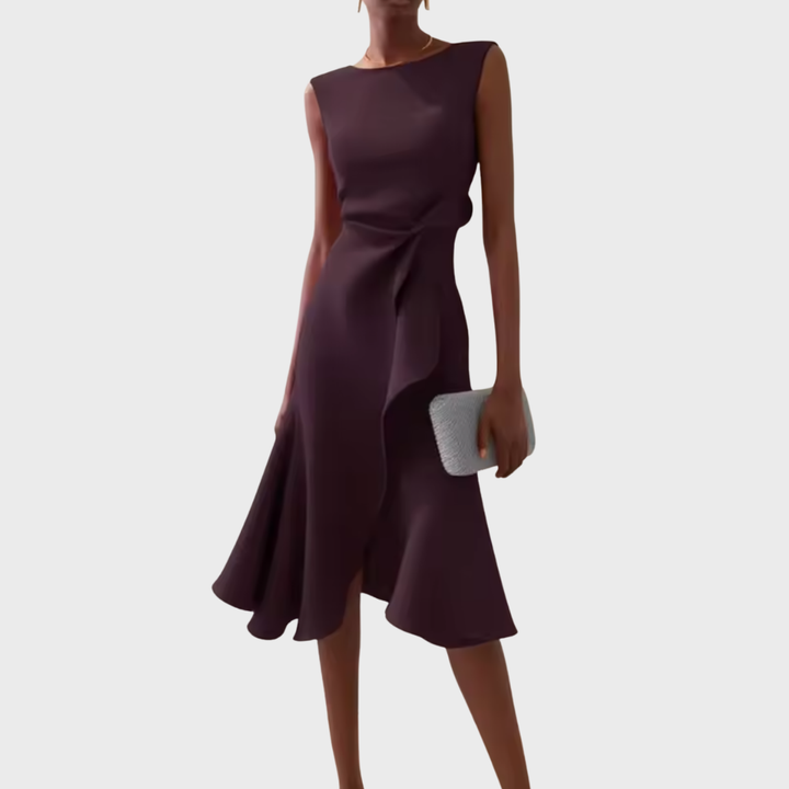 Eleanor | Kvinders Draperet Asymmetrisk Midi Kjole