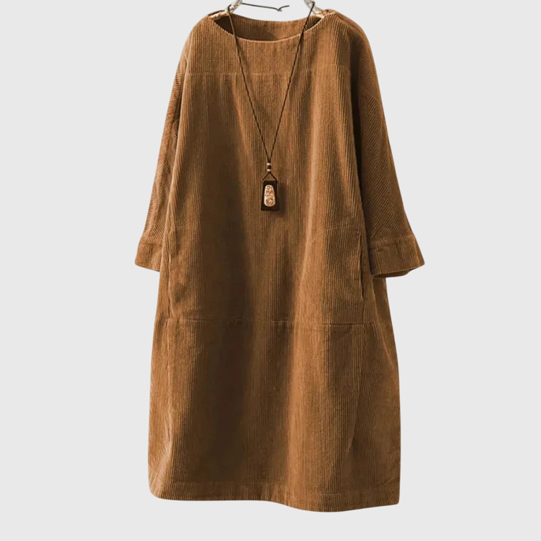 Grace | Afslappet Corduroy Midi Kjole