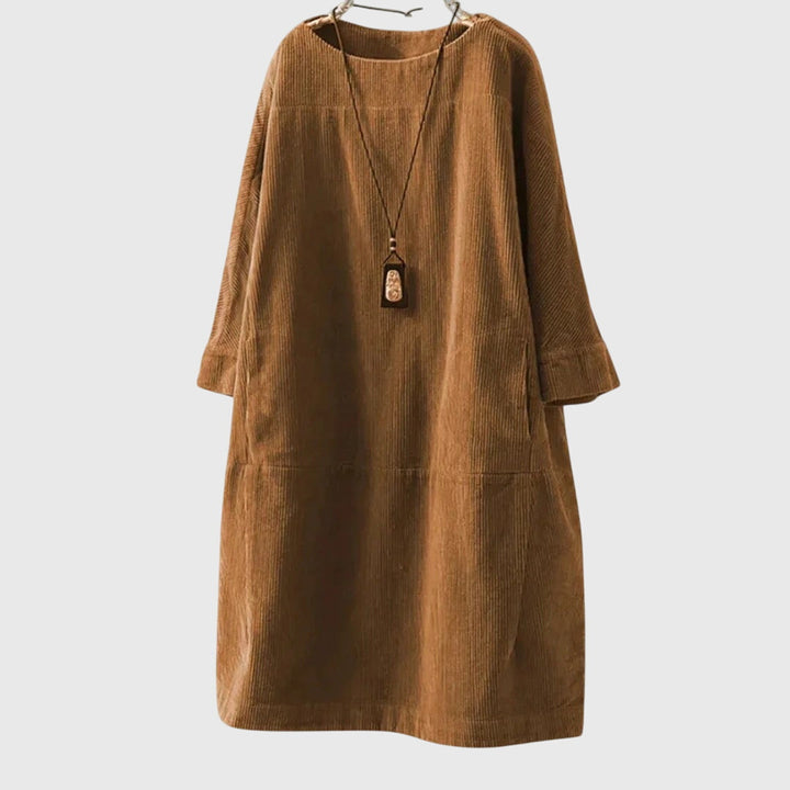 Grace | Afslappet Corduroy Midi Kjole