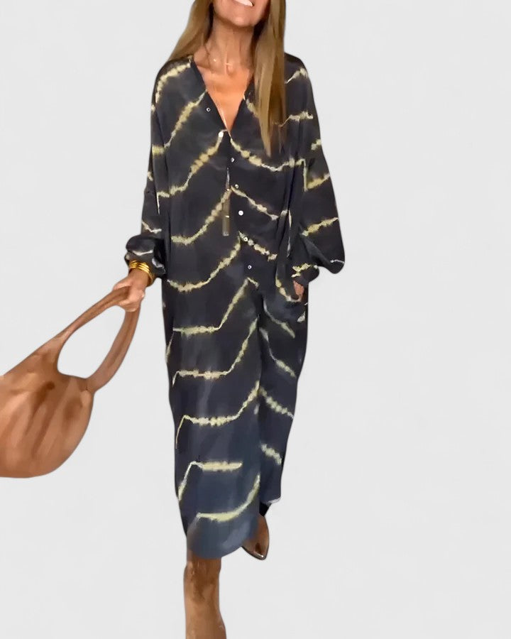 Amelie | Elegant Boho Stribet Maxi Kjole