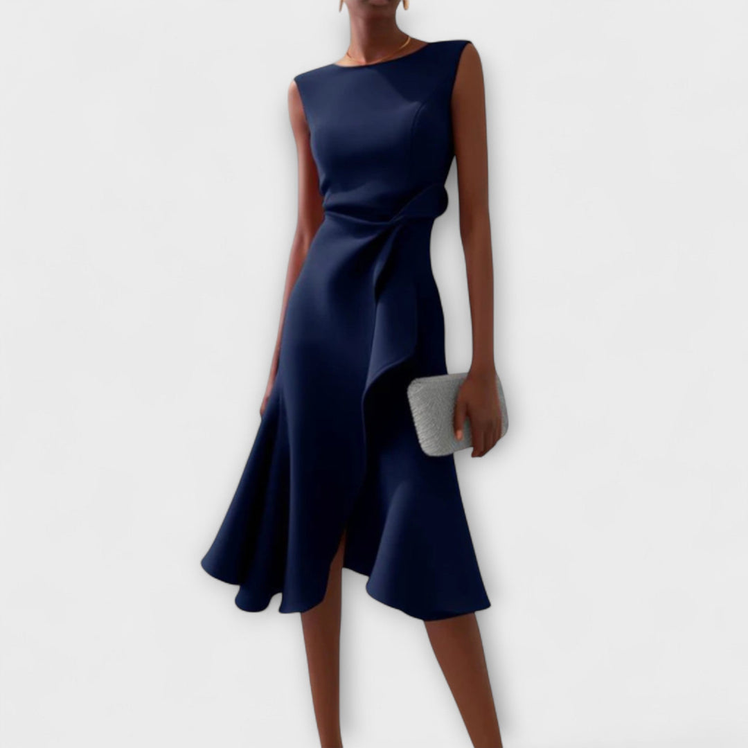 Eleanor | Kvinders Draperet Asymmetrisk Midi Kjole