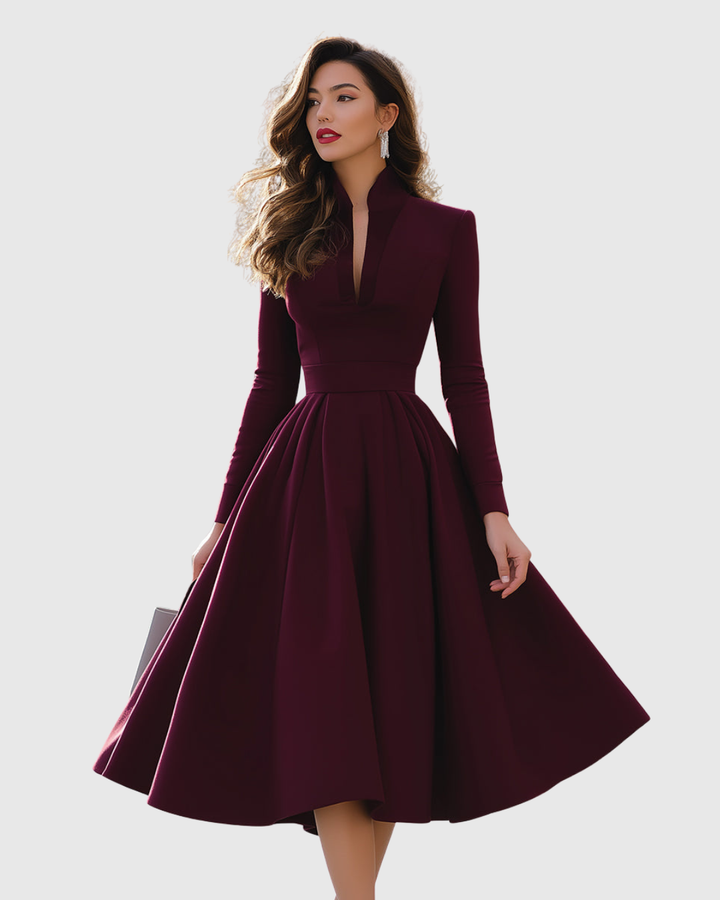 Avelina | V-Hals Midi Kjole