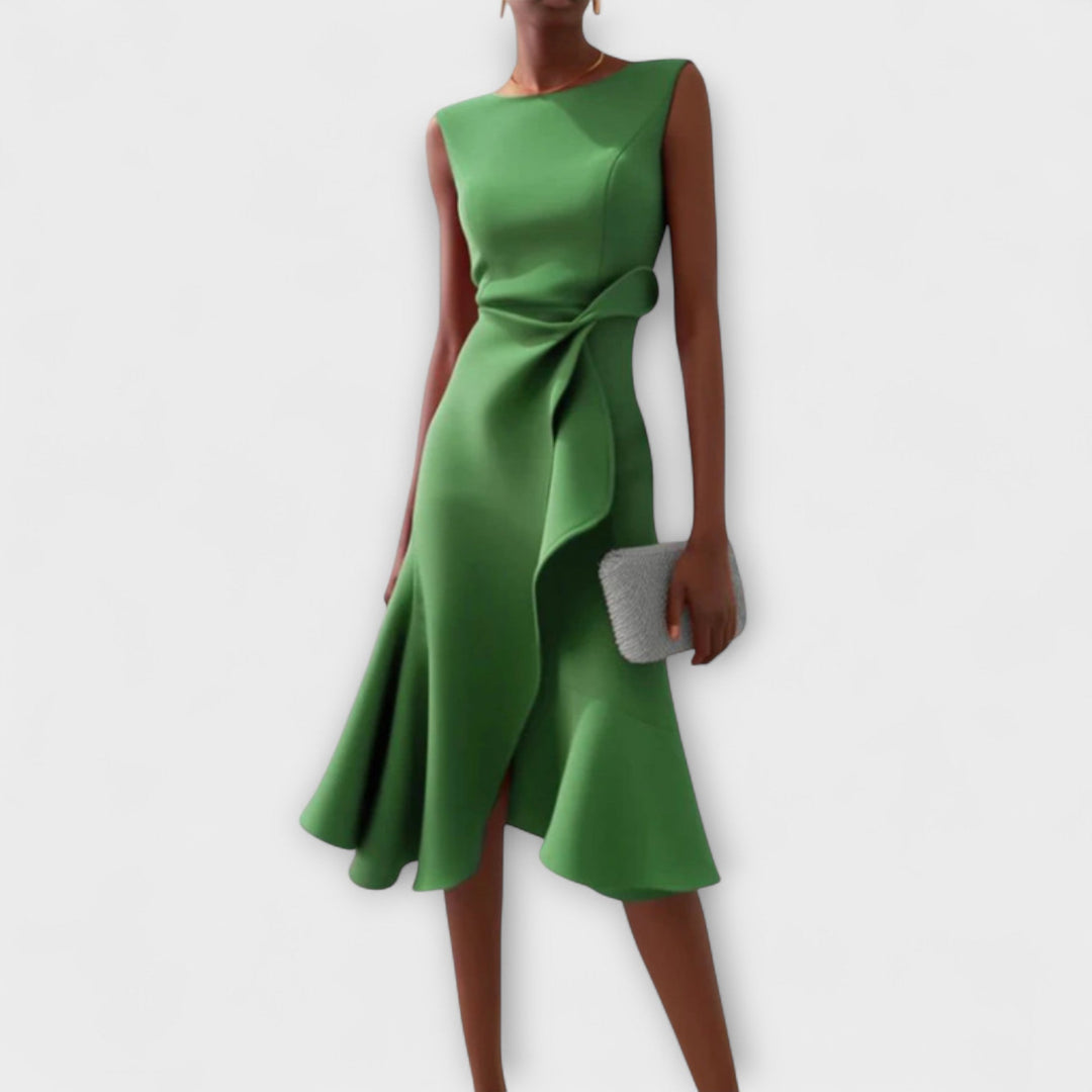 Eleanor | Kvinders Draperet Asymmetrisk Midi Kjole