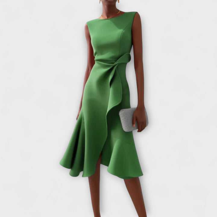 Eleanor | Kvinders Draperet Asymmetrisk Midi Kjole