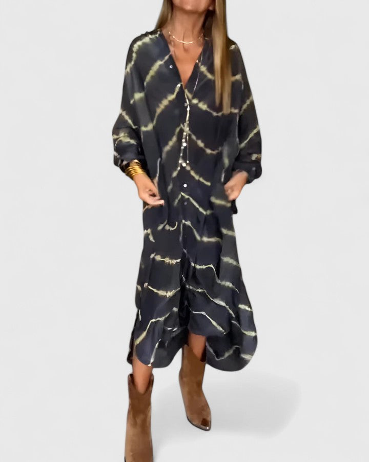 Amelie | Elegant Boho Stribet Maxi Kjole
