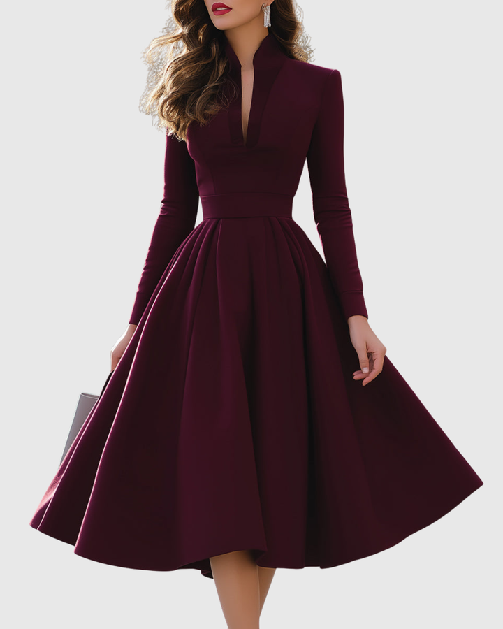 Avelina | V-Hals Midi Kjole
