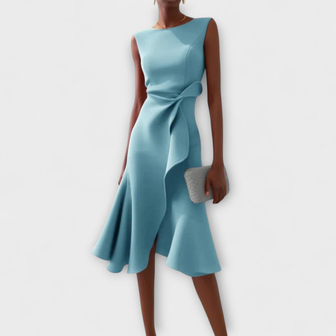 Eleanor | Kvinders Draperet Asymmetrisk Midi Kjole
