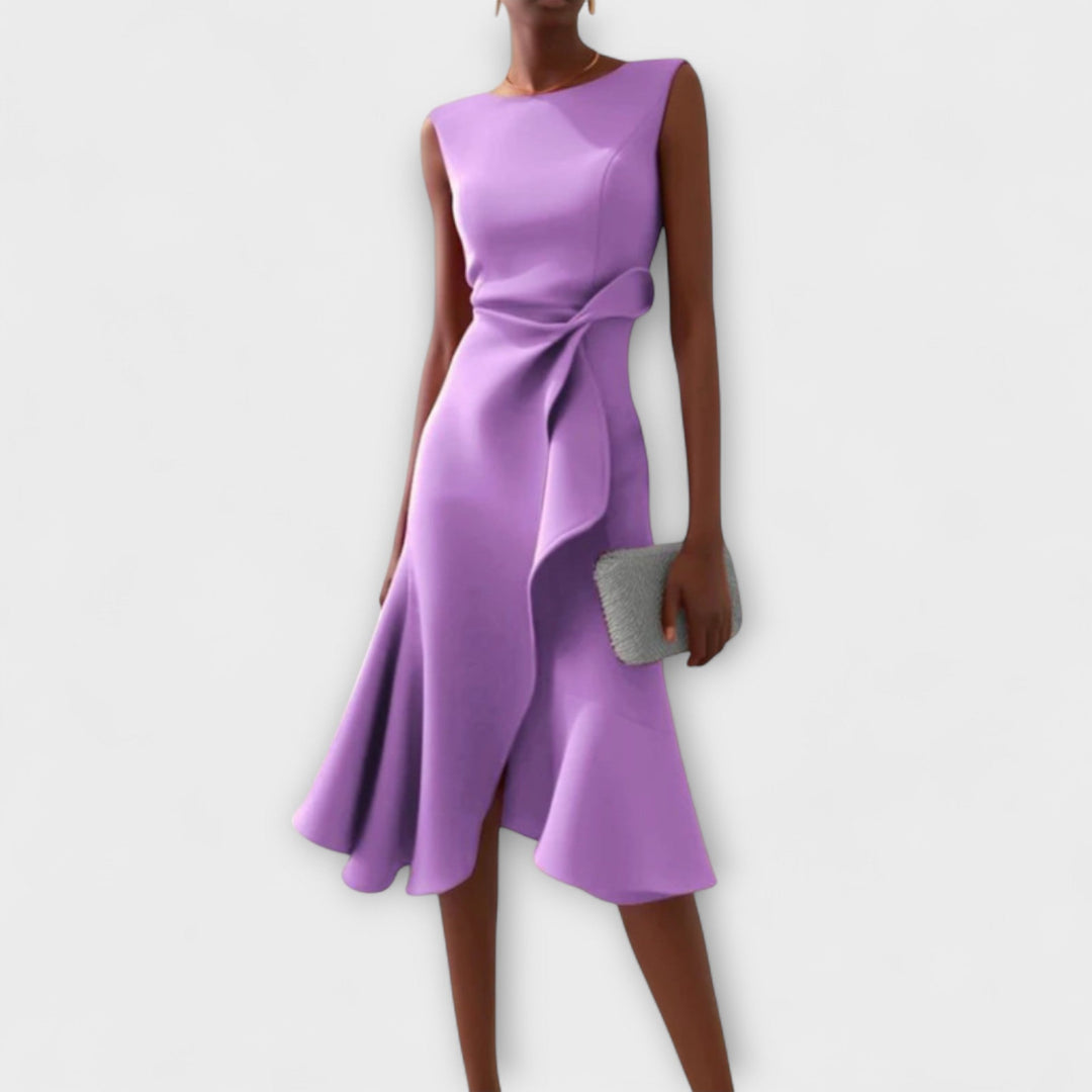 Eleanor | Kvinders Draperet Asymmetrisk Midi Kjole