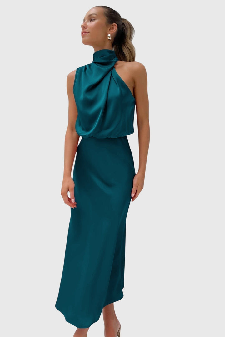 Ava | Glamourøs Satin Halterkjole