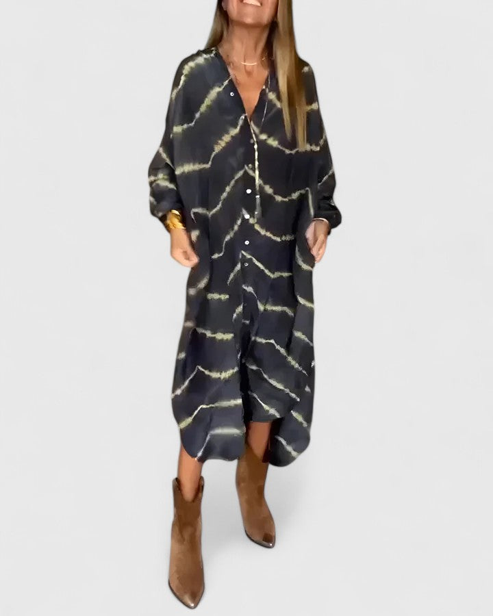 Amelie | Elegant Boho Stribet Maxi Kjole