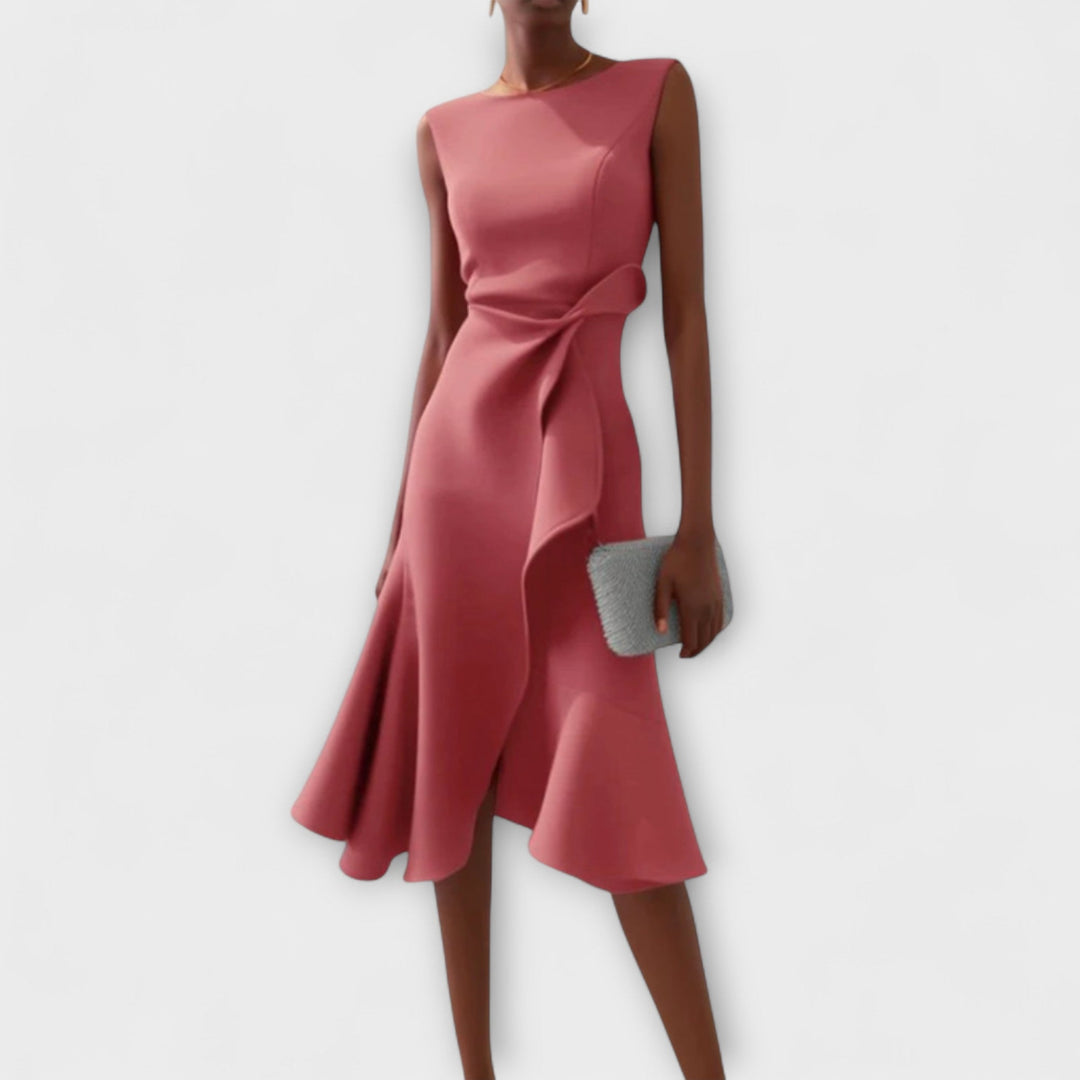 Eleanor | Kvinders Draperet Asymmetrisk Midi Kjole