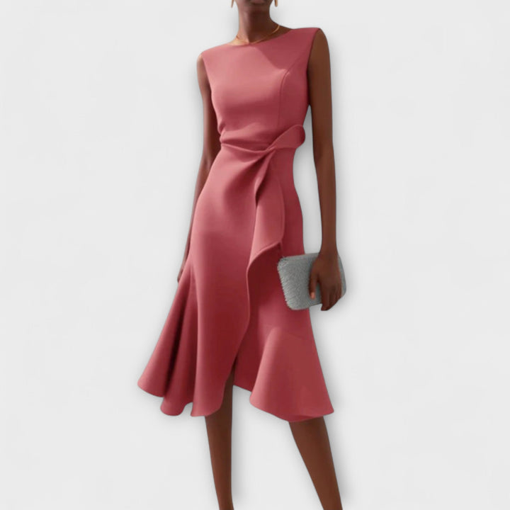 Eleanor | Kvinders Draperet Asymmetrisk Midi Kjole
