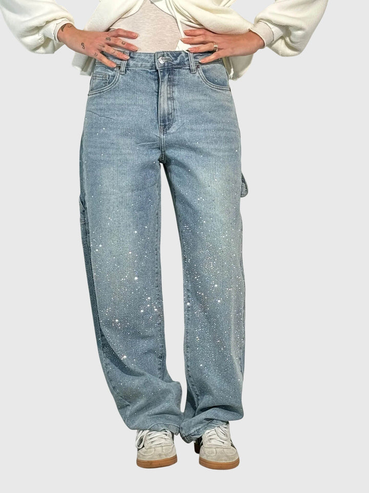 Kimberly | Kvinders Glitrende Diamant Denim Bukser