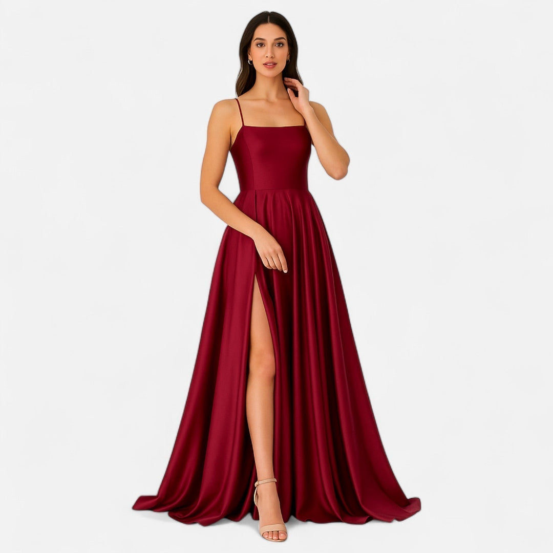 Margaret | Kvinders Moderne Pasform Satin Slids Maxi Kjole