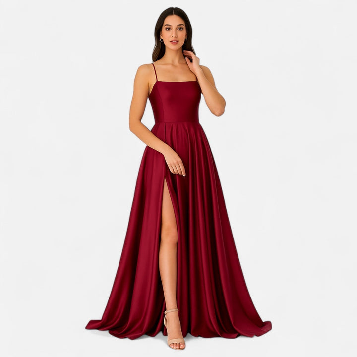 Margaret | Kvinders Moderne Pasform Satin Slids Maxi Kjole