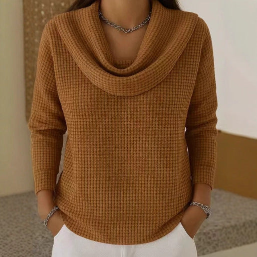 Karen – Varm Vaffelstrik Sweater med Elegant Krave