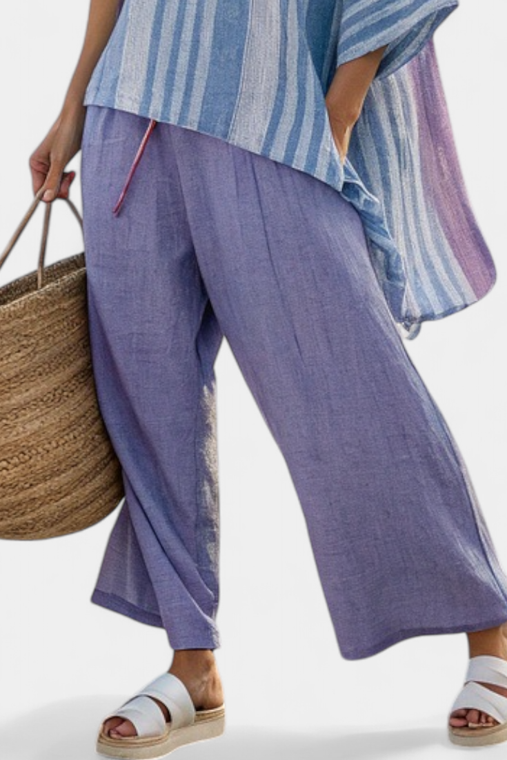 Zellora | Elegant Lavendel &amp; Himmelblå Top &amp; Linnedbukser