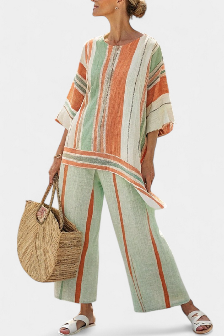 Bellmere | Elegant Asymmetrisk Top &amp; Vide Ben Bukser