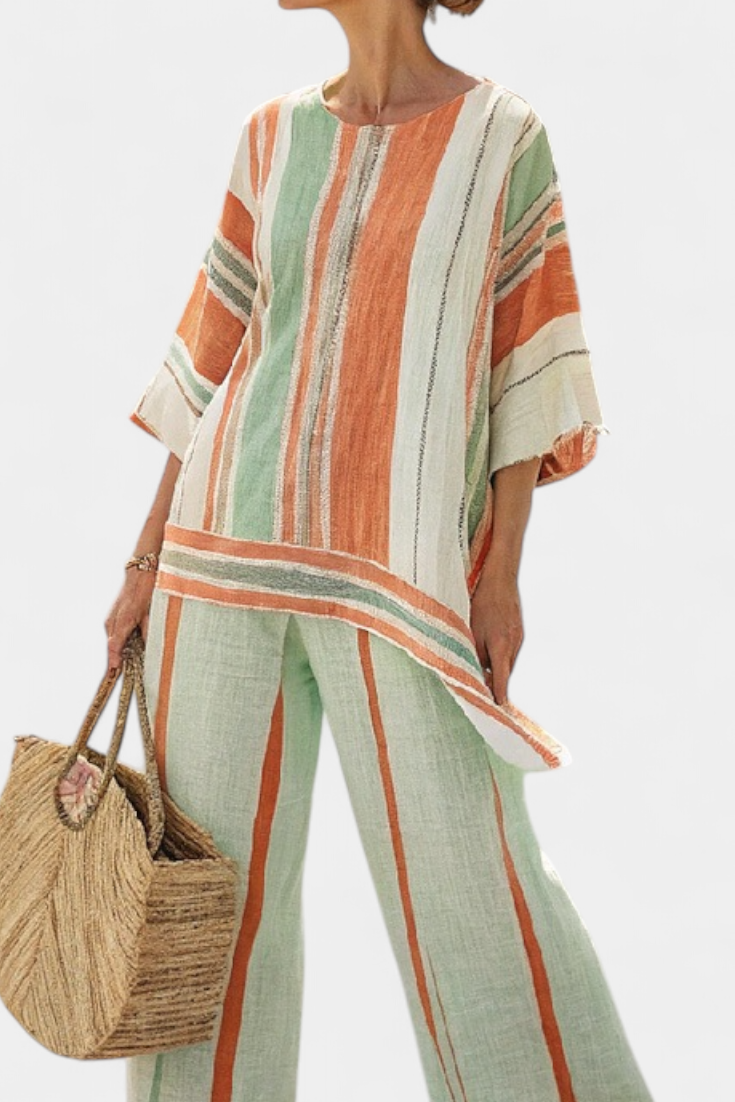 Bellmere | Elegant Asymmetrisk Top &amp; Vide Ben Bukser
