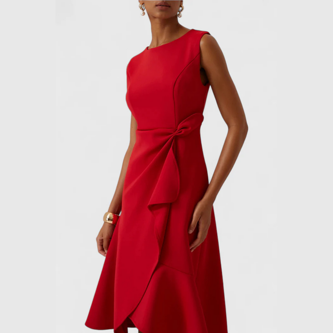 Eleanor | Kvinders Draperet Asymmetrisk Midi Kjole