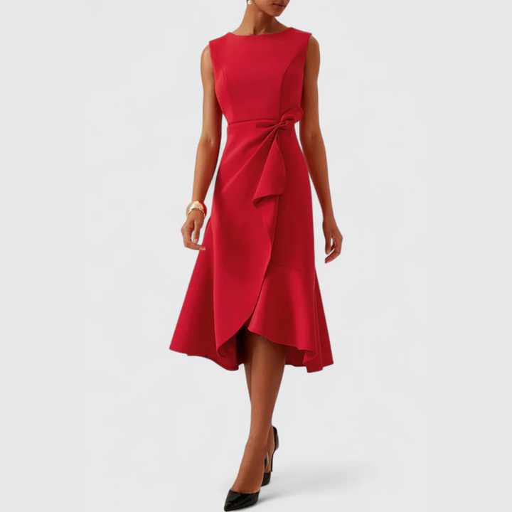 Eleanor | Kvinders Draperet Asymmetrisk Midi Kjole