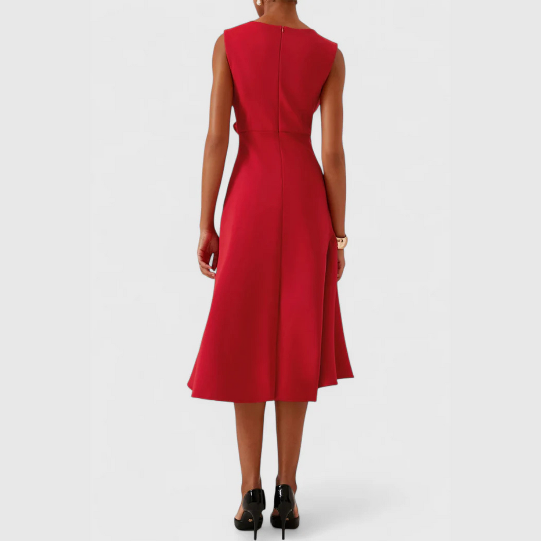 Eleanor | Kvinders Draperet Asymmetrisk Midi Kjole