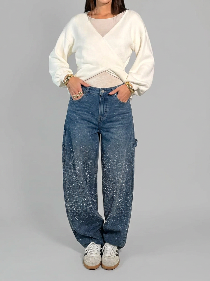 Kimberly | Kvinders Glitrende Diamant Denim Bukser
