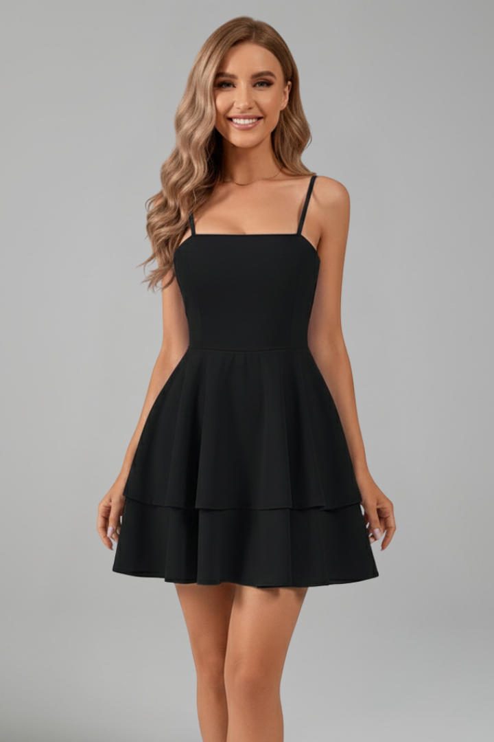 Madison | Kvinders Spaghetti Strop Flared Skirt Mini Kjole