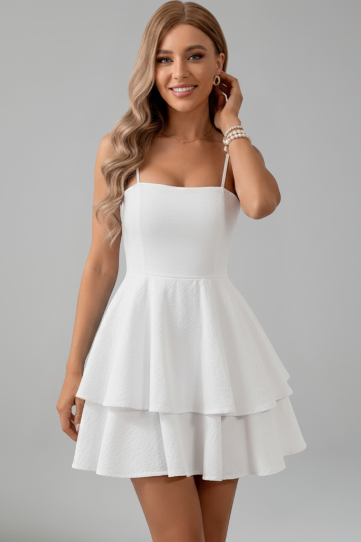 Madison | Kvinders Spaghetti Strop Flared Skirt Mini Kjole