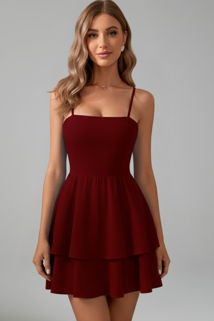 Madison | Kvinders Spaghetti Strop Flared Skirt Mini Kjole
