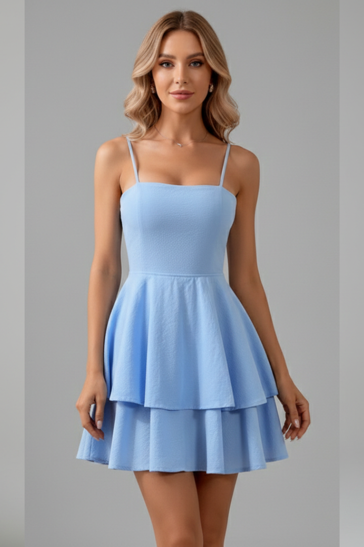Madison | Kvinders Spaghetti Strop Flared Skirt Mini Kjole