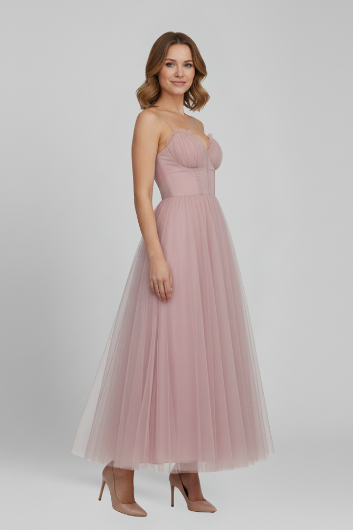 Grace | Kvinders Strapless Tulle Skirt Maxi Kjole