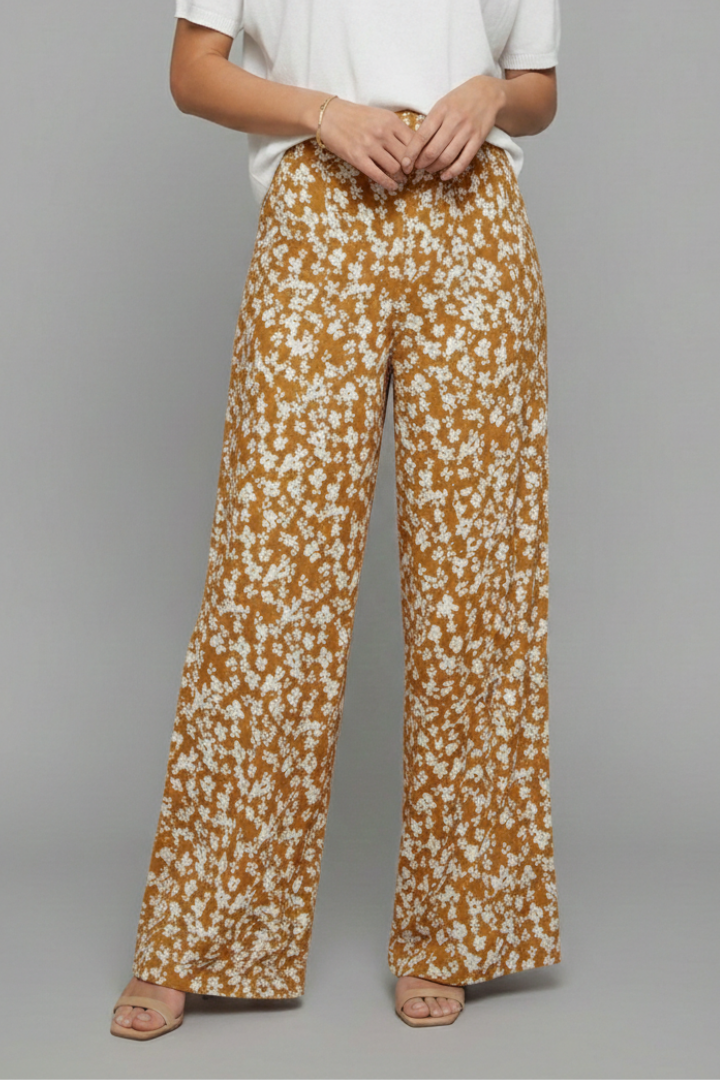 Bella | Kvinders Casual Palazzo Bukser med Blomsterprint og Bred Ben