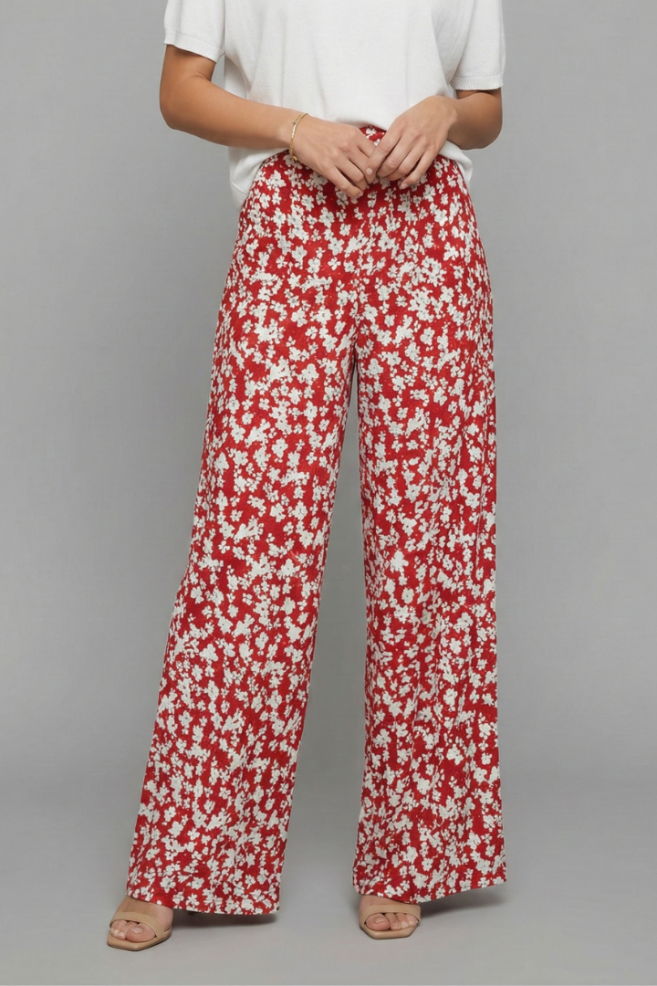 Bella | Kvinders Casual Palazzo Bukser med Blomsterprint og Bred Ben