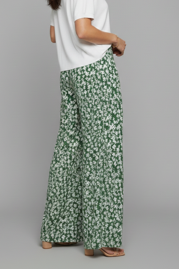 Bella | Kvinders Casual Palazzo Bukser med Blomsterprint og Bred Ben
