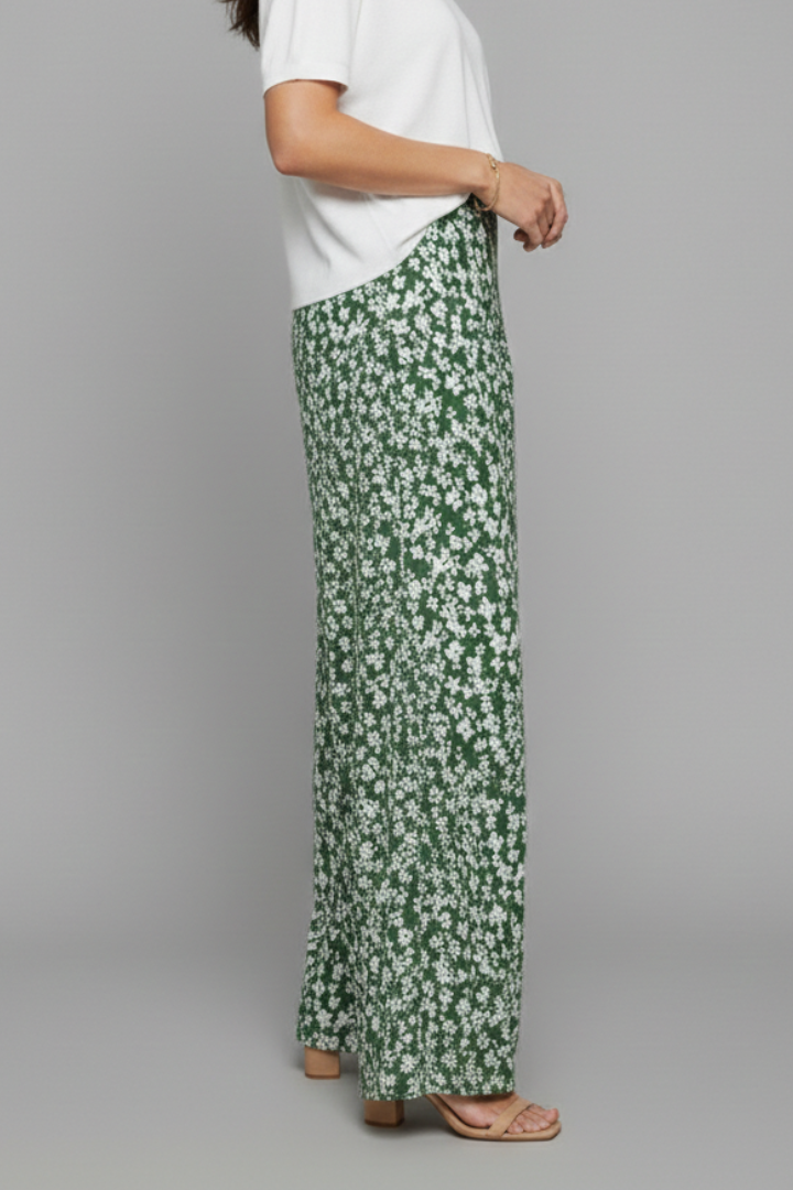 Bella | Kvinders Casual Palazzo Bukser med Blomsterprint og Bred Ben