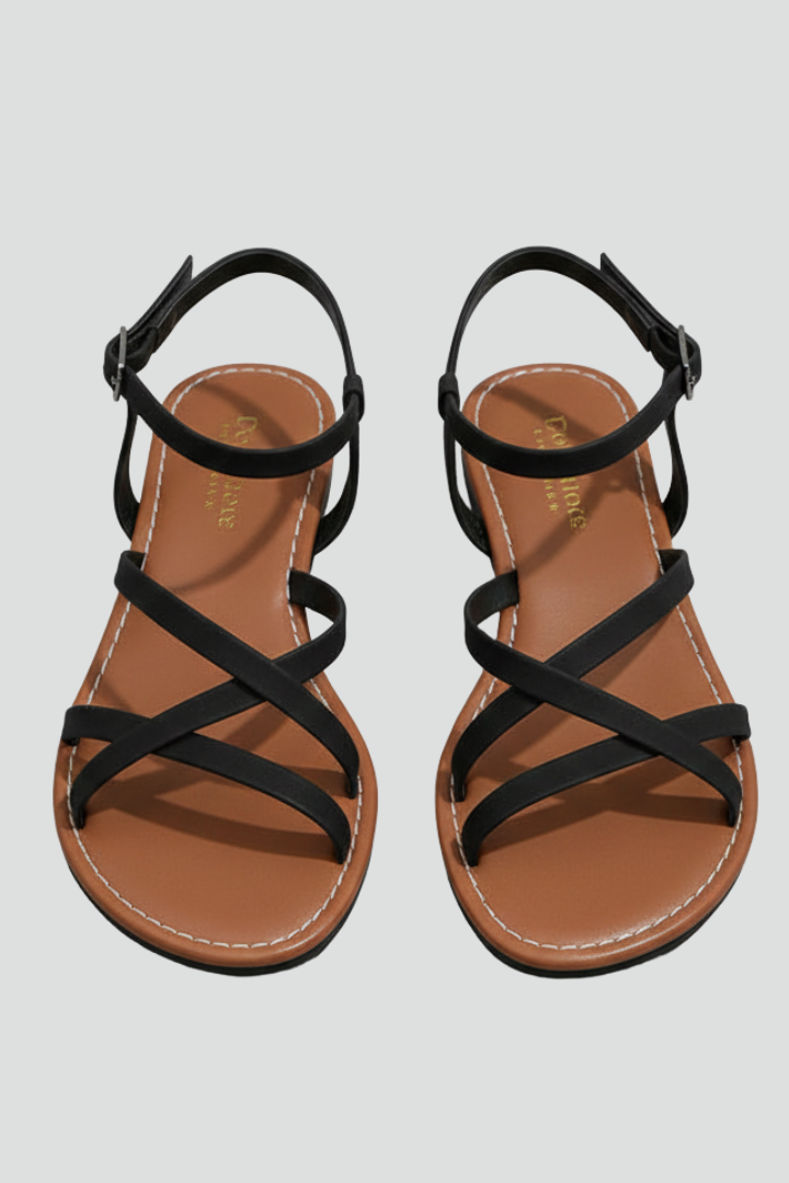 Isabella | Kvinders Flade Sandaler med Ankelrem og Åben Tå