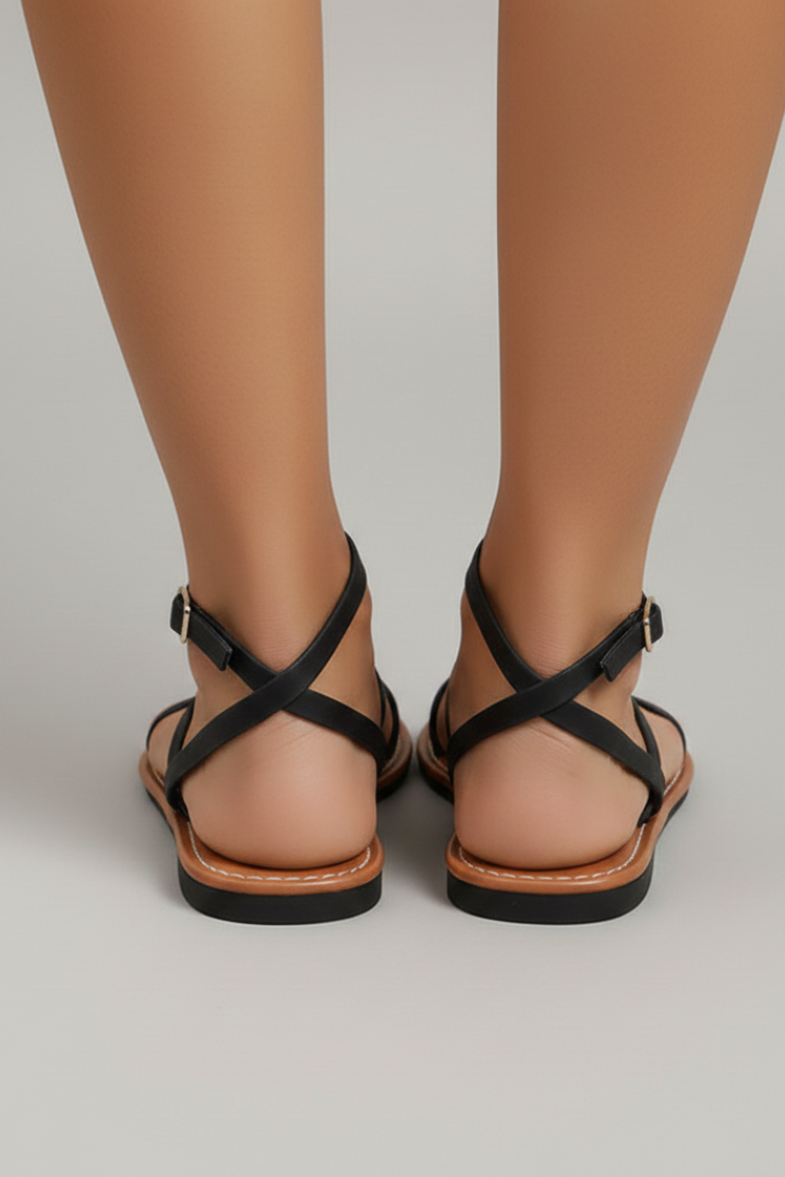 Isabella | Kvinders Flade Sandaler med Ankelrem og Åben Tå