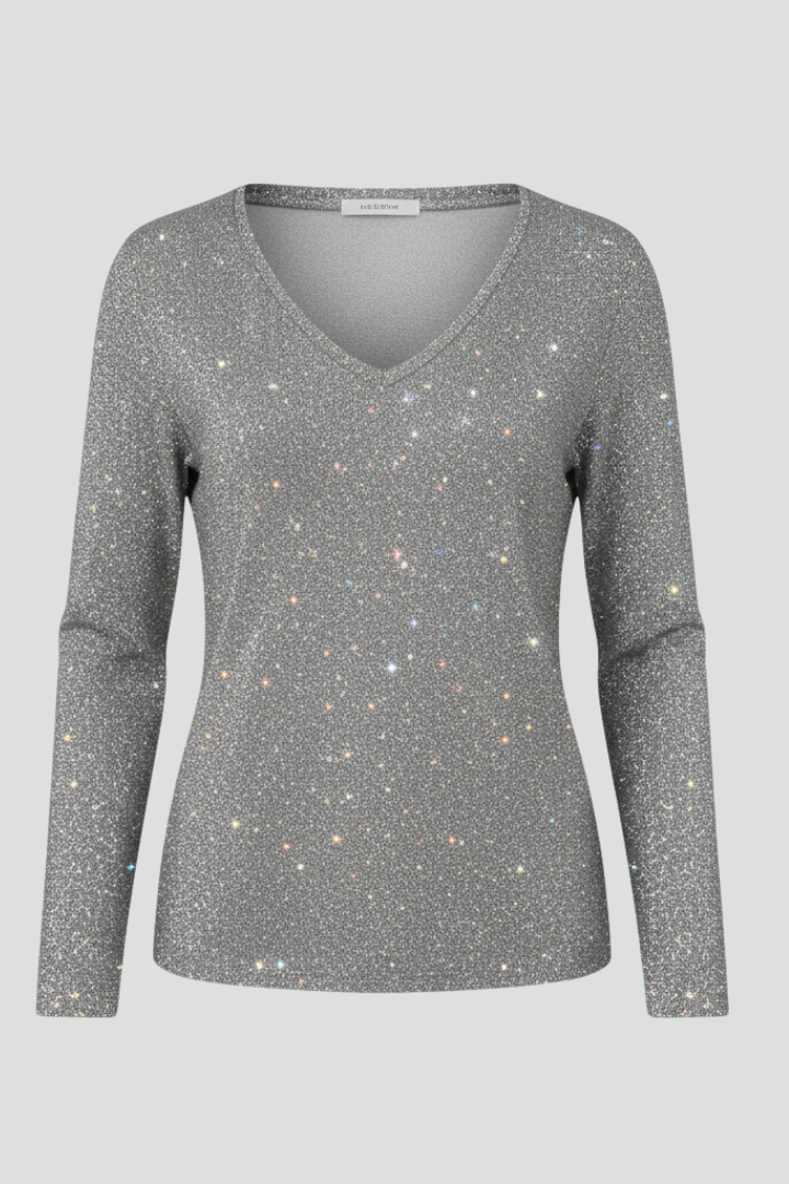 Samantha | Kvinders Paillet V-Hals Langærmet Sweater