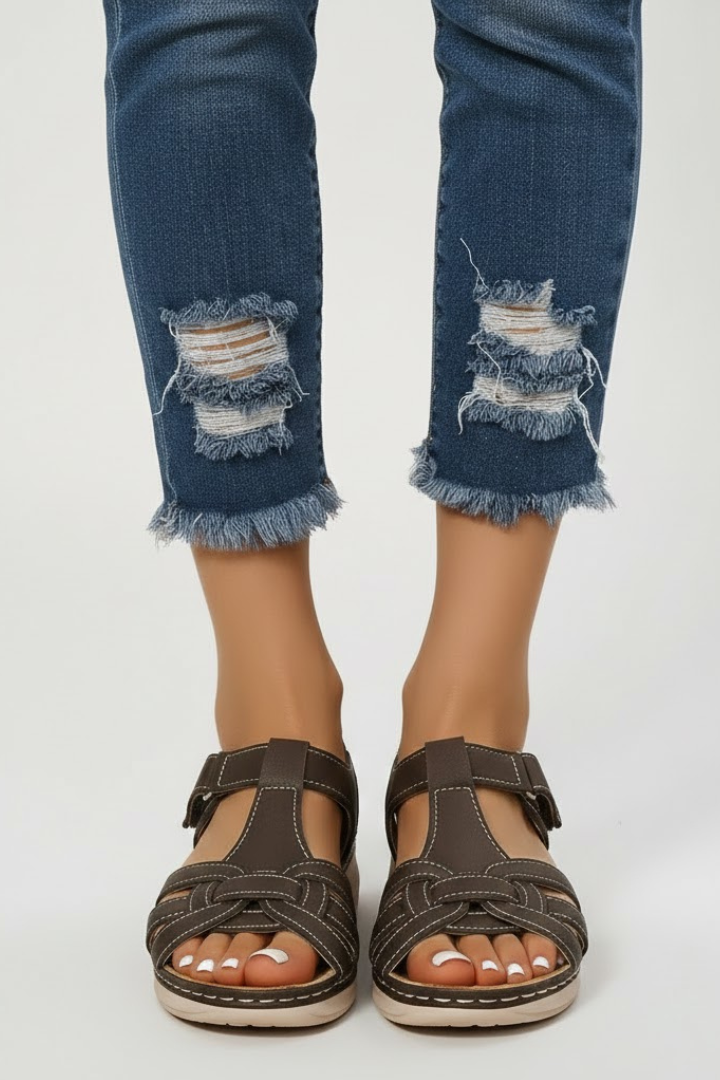 Hannah | Kvinders Retro Strop Sandaler med Spænde