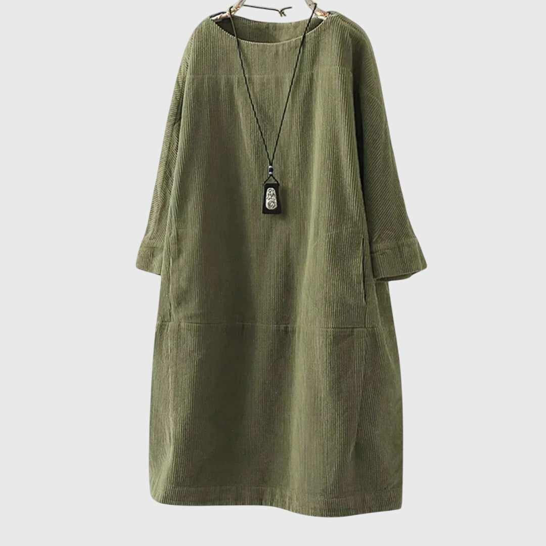 Grace | Afslappet Corduroy Midi Kjole