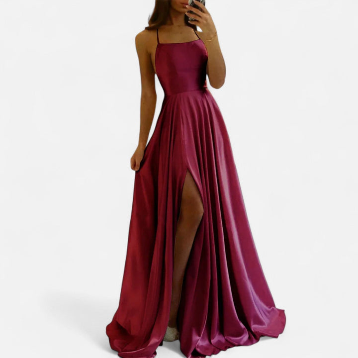 Margaret | Kvinders Moderne Pasform Satin Slids Maxi Kjole