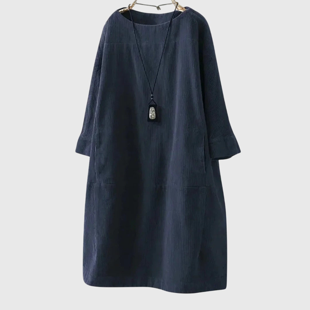 Grace | Afslappet Corduroy Midi Kjole