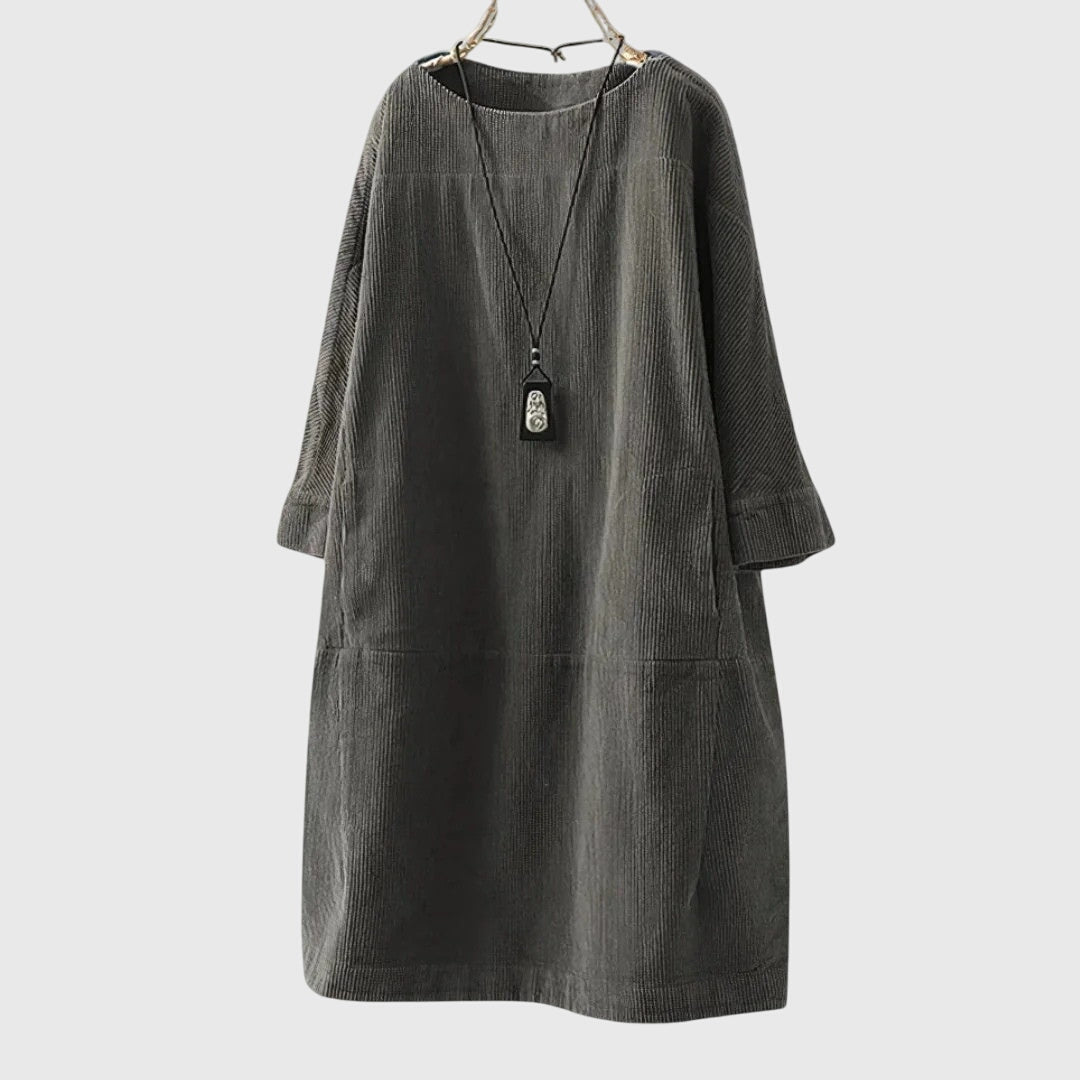 Grace | Afslappet Corduroy Midi Kjole