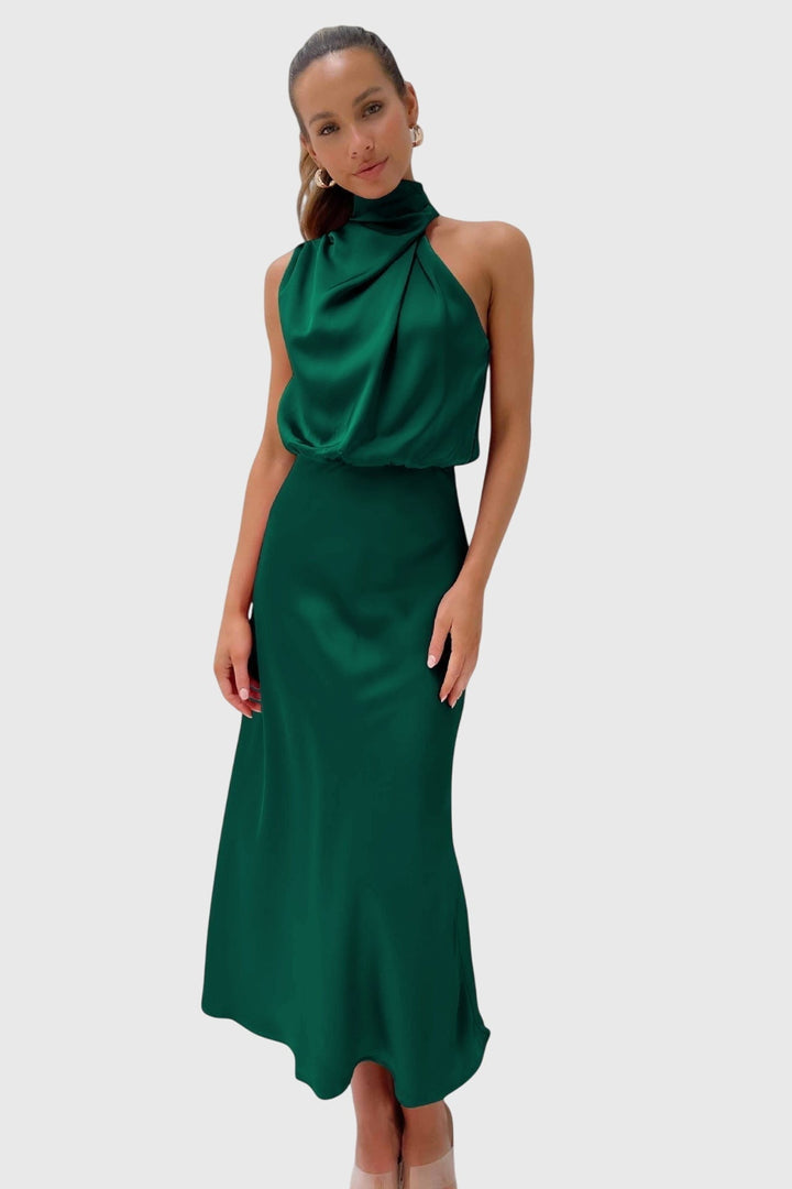 Ava | Glamourøs Satin Halterkjole